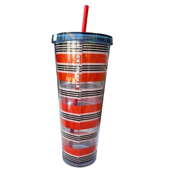 Starbucks Orange and Black Stripe 24oz Cold Cup - Picture 1 of 9